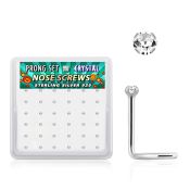 nwp9cbx box silver nose screws 20g 1.5mm clear prong set crystal