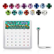 nwp9mbx box silver nose screws 20g 1.5mm color prong set crystal