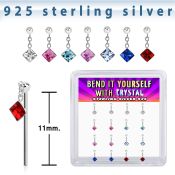nydqm16 silver bend it to fit nose studs 22g square colors