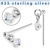 nydvpz1 silver bend it to fit nose stud ball prong set cz
