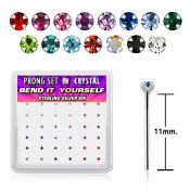 nyp9mbx box w silver bend it nose stud 20g 1.5mm color crystal
