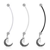 pnd730 pregnancy belly ring w dangling vintage moon w star 