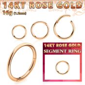 rsegh16 14 karat rose gold hinged segment hoop 16g