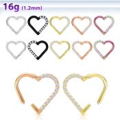 sgtsh27 pvd plating steel hinged segment hoop cnc cz heart