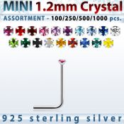 silver nose stud bulk w mini 1.2mm prong set crystals