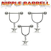 snpod25 steel nipple stirrup 14g w dangling plain starfish