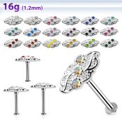 tlb40 steel tragus labret w a leaved shaped upper part