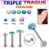 tlbio steel internal tragus labret w flat top w opal