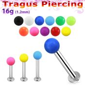 tlbsab3 316l steel tragus labret 16g w a 3mm solid color ball 