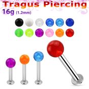 tlbvb4s 316l steel tragus labret 16g w a 4mm acrylic uv ball 