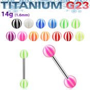 ubbbe straight barbells titanium g23 with acrylic parts tongue