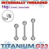 ubbebin titanium g23 straight barbell 3mm balls