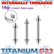 ubbecn3i titanium internal barbell 3mm cones