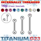 ubbejb3i titanium internal barbell 3mm gem balls