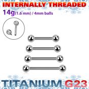 ubbnpsin titanium g23 nipple straight barbell 4mm balls