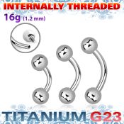 ubneb4si titanium internal curved barbell 4mm balls