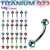ubnec4 titanium g23 banana eyebrow ring w 4mm multi jewel ball