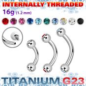 ubnejb3i titanium internal curved barbell 3mm gem balls