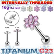 uhein10 titanium barbell internal threading 7 color cz