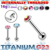 uhein11 titanium barbell internal threading 3 5 color crystal