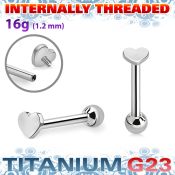 uhein3 titanium barbell internal threading 3mm heart