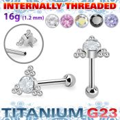uhein7 titanium barbell internal threading round cz