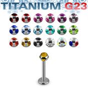 ulbca high polished titanium labret 3mm multi gem ball