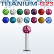 ulbfr4 titanium g23 labret , 14g w 4mm multi crystal ball