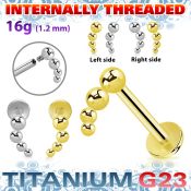 ulbin51 titanium labret stud four balls curve top internal