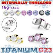 ushz4in titanium top part post three round color cz