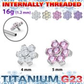 ushz5in titanium top part post seven round color cz
