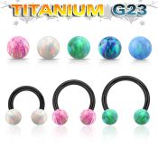 utcbop5 anodized titanium g23 circular barbell 5mm opal balls