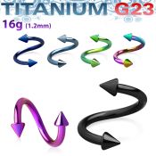 utspen25 spirals twisters anodized titanium g23 implant grade eyebrow