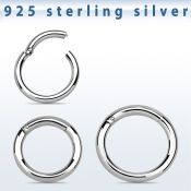 vsegh14 925 silver seamless and segment rings ear lobe septum piercing
