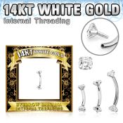 wbnzi 14 karat white gold eyebrow curved barbell cz internal