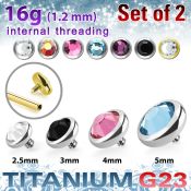 xufbin titanium flat back press fit gem tops 2pcs