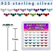 yxcuam36 silver bend it to fit nose studs 22g gems colors 36