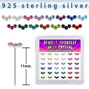 yxcubm36 silver bend it to fit nose studs 22g gems colors 36