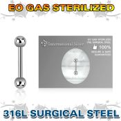 zbb18b3 sterilized steel 18g eyebrow barbell two 3mm balls