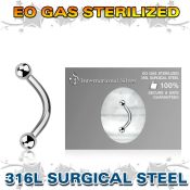 zbneb25 sterilized steel curved barbell 16g two balls
