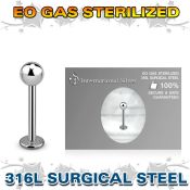 zlbb4s surgical steel labret eo gas sterilized 4mm ball