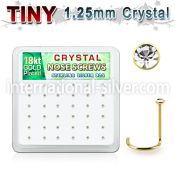 18w6xc box gold plated silver nose screws 1.25mm clear crystals