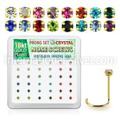 18wp14xm box gold plated silver nose screws set 2mm mix crystals