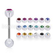 bbajb6 straight barbells surgical steel 316l with acrylic parts tongue