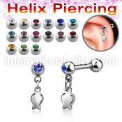 bber83 steel helix barbell 16g w 4mm jewel balls w tulip