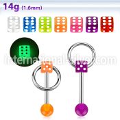 bbgldisl straight barbells surgical steel 316l with acrylic parts tongue