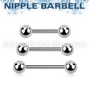 bbnpgg surgical steel nipple straigth barbell two 6mm balls
