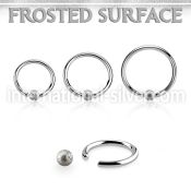 bcr18f3 316l steel captive bead ring 18g w 3mm frosted steel ball