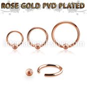 bcrr14f4 rose gold steel captive bead ring, 14g w 4mm frosted ball