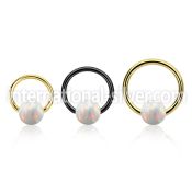 bcrt18o6 pvd plated 316l steel bcr 18g w 6mm synthetic opal ball